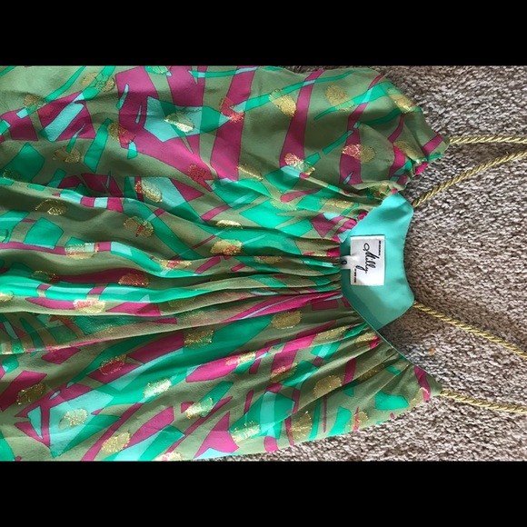 Milly Dress Size 0 Silk Polyester Metallic - Picture 3 of 5